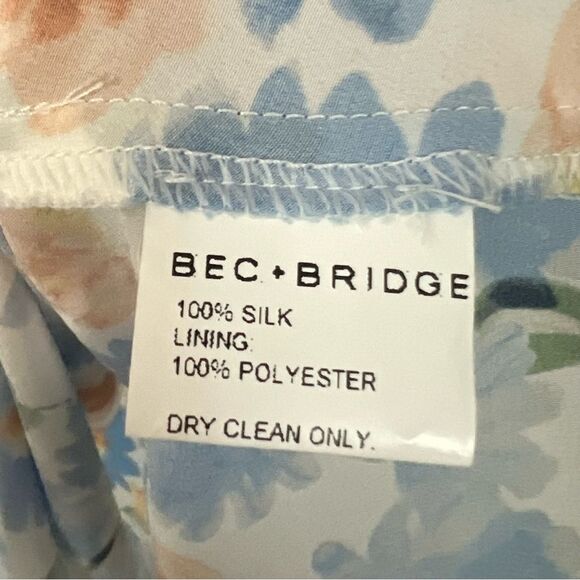 Bec & Bridge Blue La Jolie Floral Wrap Silk Mini Dress - 4 - Picture 5 of 6
